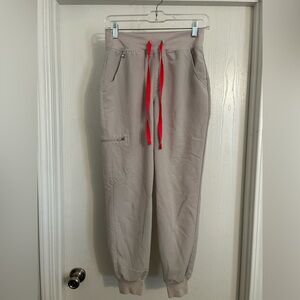 Figs |Women’s Tan Jogger Pants with Red Drawstring | Size XS/P